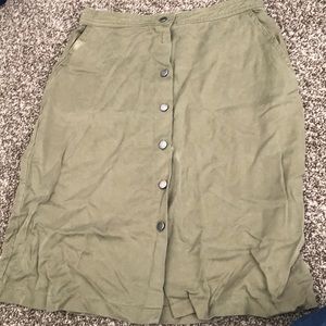 Forever 21 Army Green Button-up Skirt